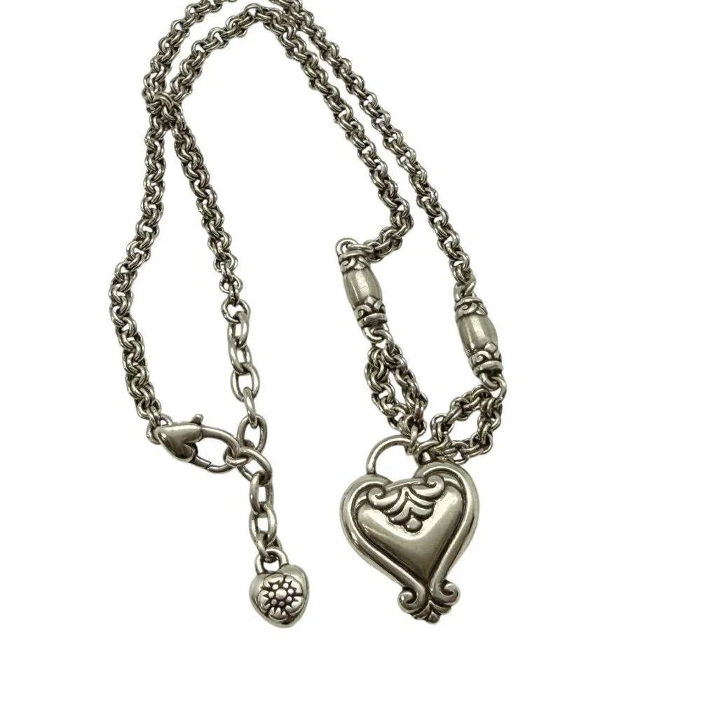 Brighton Silver Toned Twirl & Blaire Heart Necklaces Pendants 2 PC Adjustable